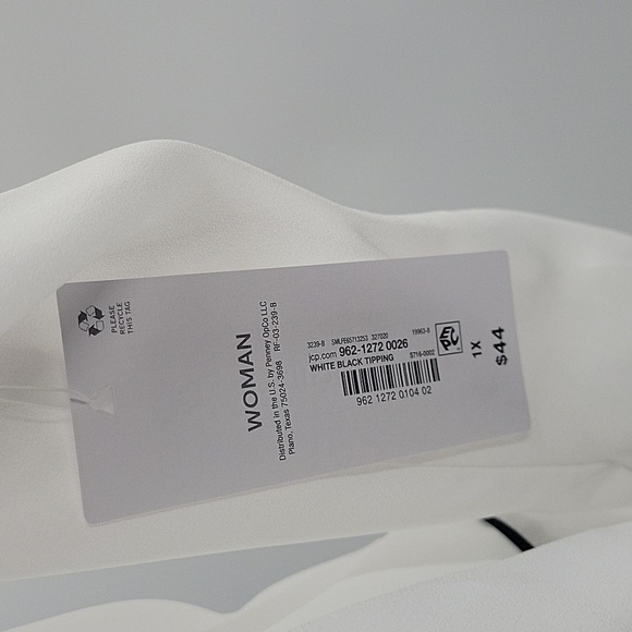 Liz Claiborne White Sheer Off Center Buttoned Notched Collar Blouse NWT - Picture 3 of 16